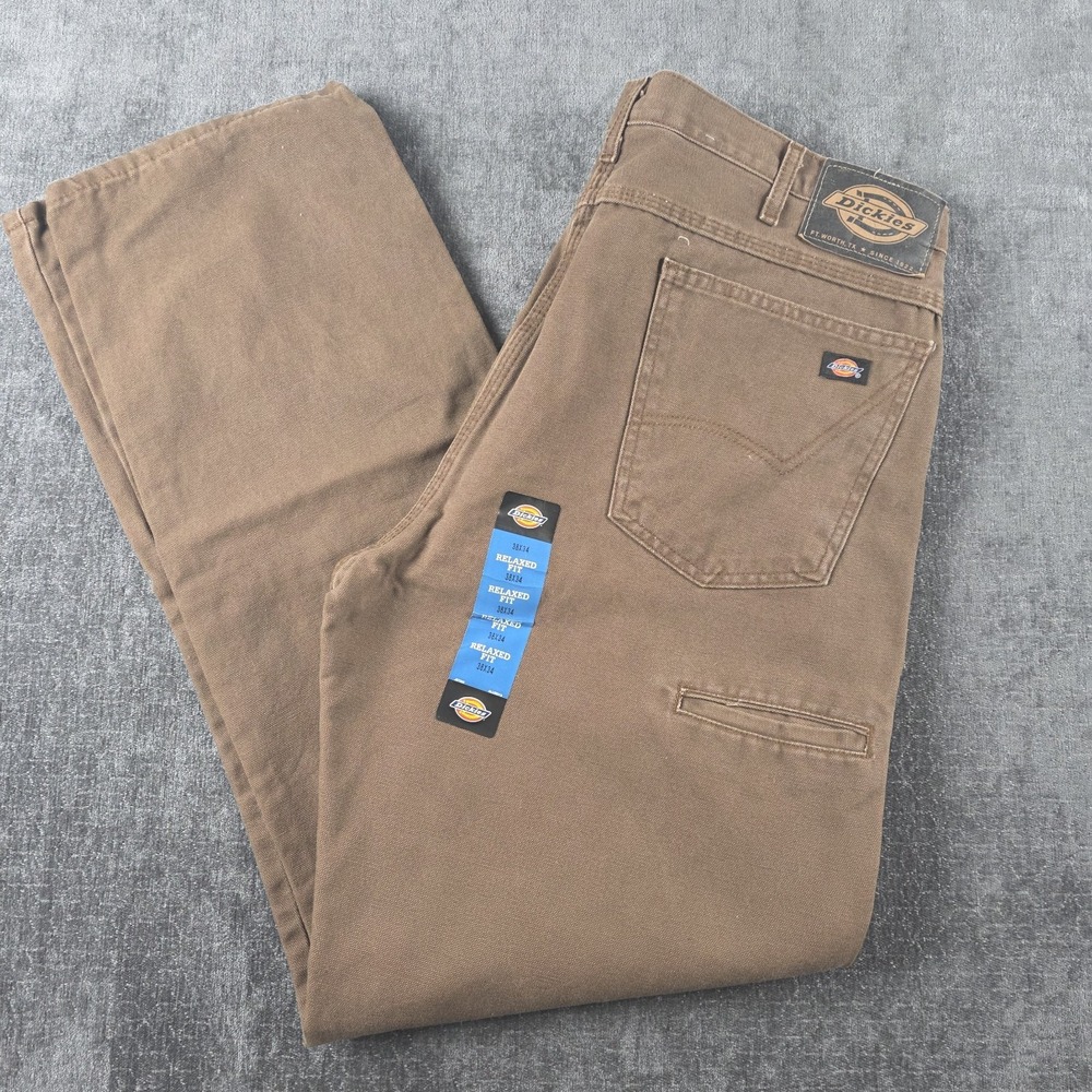 Dickies Double Knee Carpenter Pants Mens 38x34 Dark Brown Duck Canvas Work Skate